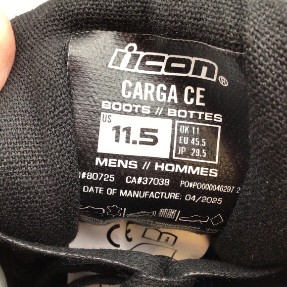 ICON Carga CE Stealth Black Suede Motorcycle Riding Boots Mens Size 11.5 NEW main image 5